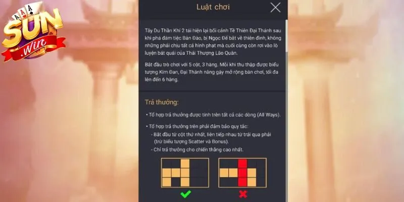 Tây Du Thần Khí Sunwin - Siêu Phẩm Game Slot Đẳng Cấp 3 Sunwin Wild mở rộng cụm trong tây du thần khí Sunwin